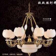 玖玖炫进口A级天然云石吊灯 全铜灯客厅别墅工程灯饰 欧式8头9099
