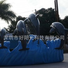 玻璃钢景观雕塑、玻璃钢市政园林雕塑、园林景观雕塑、海豚雕塑