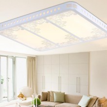 厂家批发长方形led木质吸顶灯 现代客厅灯具卧室镂空木艺荷花