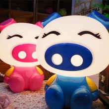 超萌咪咪猪台灯 卡通猪古力插电小夜灯 创意礼品温馨卧室床头灯
