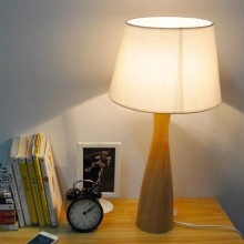 木艺灯北欧简约美式乡村客厅书房卧室台灯 现代艺术装饰布艺台灯