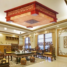 直销 中式木艺羊皮纸吸顶灯 客厅酒店客房创意吸顶灯