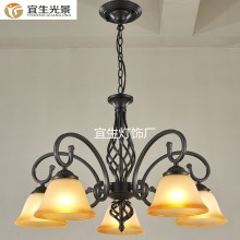 工厂直销宜生光景YS云彩5头铁艺吊灯欧式铁艺客厅吊灯美式复古五头卧室吸顶灯具地中海餐厅书房灯饰