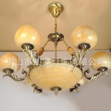 古镇灯饰厂家 酒店客房 别墅客厅 会所客房 全铜云石吊灯