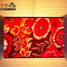 承接各种酒店餐厅宾馆家居卧室民族风正方形印花图案布艺吊灯定做