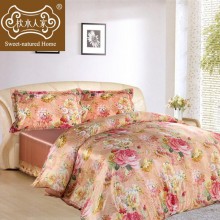 原产地批发 真丝家纺 真丝四件套 100%真丝素绉缎印花套件