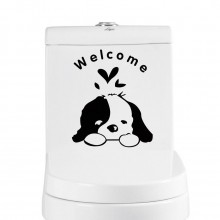 创意墙贴生产厂家直销卡通墙贴纸批发定做可爱小狗Pvc防水马桶