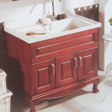 实木落地洗衣机柜 阳台人造石英石洗衣台 橡木组合欧式洗衣柜