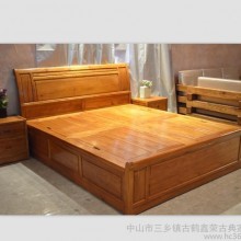 1.8米简约实木家具双人榆木大床超强收纳空间 卧室家具 CXR02