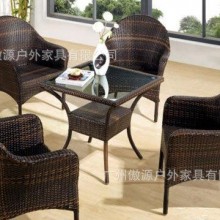 户外家具 休闲藤制桌椅 藤桌椅 4+1组合藤桌椅 藤编桌椅