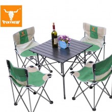 北极牛户外便携式折叠桌椅 躺椅 铝合金户外用野餐桌椅5件套装
