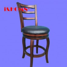 定制实木吧椅 吧台凳 复古旋转真皮酒吧椅 靠背高脚凳