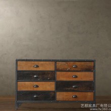 定制 美式loft工业风格家具收纳柜 家用客厅抽屉式复古实木斗柜
