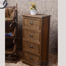 烤色落地式床头柜实木卧室烤漆复古储物床头收纳柜