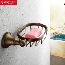 全铜单层置物架 五金卫浴 浴室置物架 淋浴房肥皂网架 网篮椭