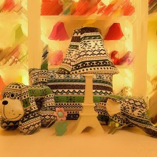 sh.1创意布艺卡通台灯 绿花纹组合台灯 卧室树脂灯饰 厂家