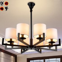 包邮 新中式铁艺吊灯 布艺复古吊灯 酒店大堂 6头8头客厅吊