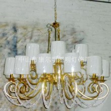 新古典仿古美式布艺吊灯欧式砂金灯具客厅卧室餐厅复式楼吊灯
