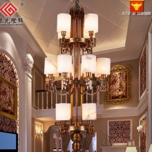 【实力工厂】中式仿古全铜楼梯灯复式小客厅云石吊灯YS168-