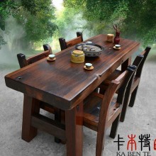 老船木长餐桌 纯实木简单茶桌 原生态现代古典家具 功夫茶台