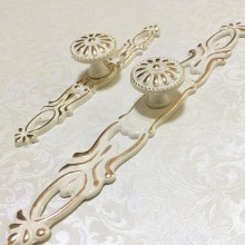 欧式象牙白衣柜拉手 现代简约抽屉橱柜门拉手仿古田园家具门把手