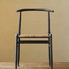 美式复古铁艺休闲咖啡厅实木餐椅 创意实木仿古休闲酒吧餐厅椅子