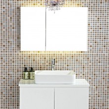 新款防水不锈钢浴室柜彩钢板白色浴室柜现代简约大理石浴室柜镜柜