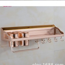 欧文五金挂件厨卫多功能置物架太空铝刀架厨房挂架玫瑰金调味品架