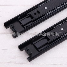 45宽静音缓冲滑轨 三折静音滚珠抽屉导轨 橱柜冷轧钢滑轨轨道