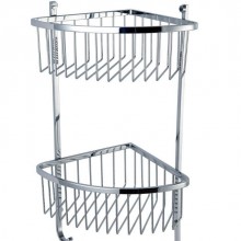 网篮/不锈钢浴室置物架/双层三角架带挂钩/卫生间置物架