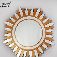 东艺简约欧式浴室镜 卫生间卫浴镜 双色太阳镜玄关壁挂装饰镜包