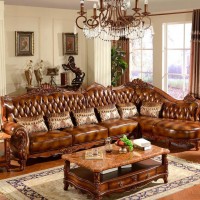 欧式深色仿古皮艺沙发 美式客厅家具转角大户型沙发茶几组合厂家