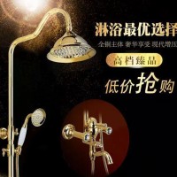 厂家批发直销欧式全铜花洒金色 单把双控冷热淋浴花洒喷头