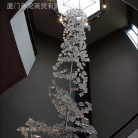 玻璃装饰品  玻璃水滴  玻璃吊灯  大堂玻璃灯饰  玻璃雕塑