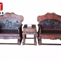 莆田市一木传承仿古家具大红酸枝荷花宝座三件套  其他家具