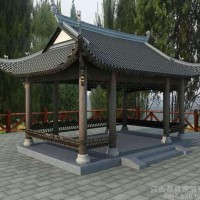 厂家直销定制户外防腐木碳化实木凉亭古建长廊实木别墅新农村凉亭