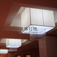 中山灯具厂家专业定做客厅卧室布艺水晶棒方形吸顶灯