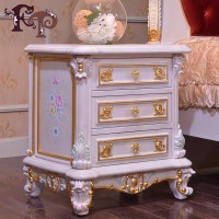 欧式家具 法式家具 意大利家具 古典家具 欧美古典家具 纯手工法式实木雕花床头柜欧式黄裂贴金箔彩绘花床头柜1715床头柜