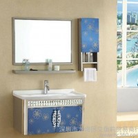 新款欧式宝蓝色正材不锈钢浴室柜花型图案镜柜洗脸盆组合柜特价