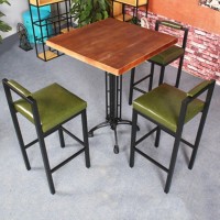 创意美式 实木餐桌椅 复古快餐店餐桌 奶茶店餐厅咖啡厅桌椅茶几