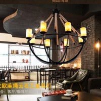 美式复古麻绳吊灯工业餐厅客厅网吧服装店咖啡厅创意个性云石吊灯