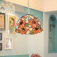 单头地中海吊灯 餐厅单头吊灯 蒂凡尼玻璃吊灯 餐厅装饰吊灯