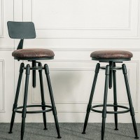 铁艺吧台椅升降椅实木靠背椅子 美式复古星巴克高脚凳酒吧椅子