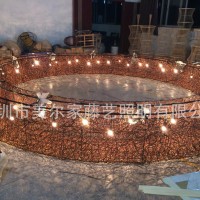 大型工程吊灯酒店大堂休闲娱乐场所山庄会所度假村藤艺铁艺灯灯具