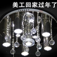 燧明8680 LED水晶吸顶灯 圆形吊灯客厅灯饰灯具 500mm铝筒水晶灯