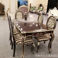 欧式餐桌椅组合布艺椅子 新古典餐桌4人6人实木长方形西餐桌定