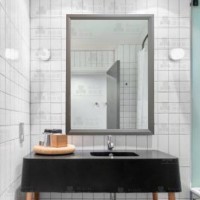 60*80拉丝不锈钢框浴室镜 不锈钢包边精美梳妆镜 简约化妆镜