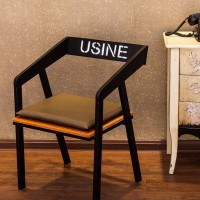 美式铁艺实木餐椅简易咖啡厅餐厅椅子复古家具休闲漫咖啡实木餐椅