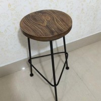 美式乡村铁艺实木高脚酒吧椅 复古做旧酒吧吧台椅铁艺吧凳 可定