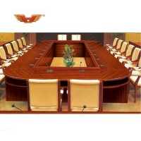 鸿业会议桌广东办公家具厂家直销实木会议台胡桃木泰柚木会议桌大型会议室会议桌